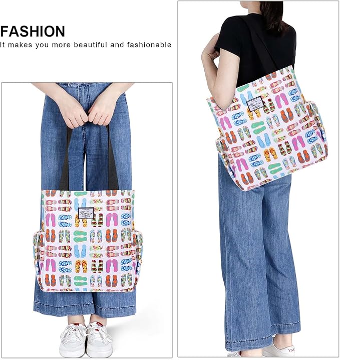 KAMO Floral Tote Bag - Waterproof Lightweight Handbags Travel Shoulder Bag for Hiking Yoga Gym Swimming Travel Beach - Image 6
