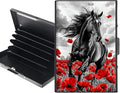 Metal Wallet,Credit Card Holder for Women,Slim RFID Blocking Credit Card Holder Thin Aluminum Wallet ID Case,6 Slot Business Mini Hard Metal Case for Women/Men,Black Horse Flower by Unknown