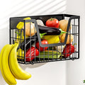 Magnetic Shelf for Fridge, Fruit Basket Magnet Shelves with 2 Hooks | Potato and Onion Storage Bins, Black Magnetic Organizer Side of Fridge Storage, Magnetic Spice Rack for Refrigerator Kitchen by YIWANFW