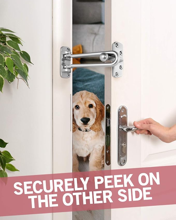 Jack N’ Drill Swing Bar Door Lock Durable Door Guard for Back & Front Doors, Childproof Door Security Made from Reinforced Diecast Metal for Home Security (Chrome, 2 Pack) - Image 6