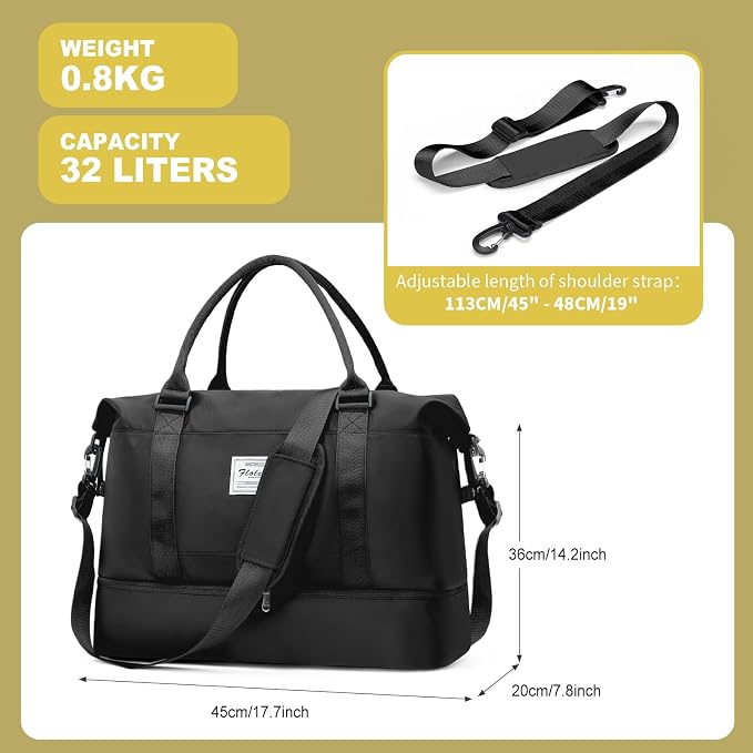 Travel Duffel Bag, Sports Tote Gym Bag, Shoulder Weekender Overnight Bag for Women - Image 7