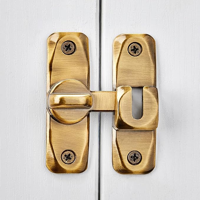 2 Packs Brass Barn Door Latches,90/180 Degree Gate Lock_B | Zinc Alloy Right Angle Door Lock Latch,Flip Gate Latches,Sliding Door Latch Lock,for Cabinets,Fence Gates,Pet Cage - Image 5