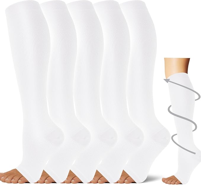 5/6 Pairs Graduated Compression Socks for Women&Men 20-30mmhg Knee High Socks Travel Hiking Running Stocking by HiClasmix