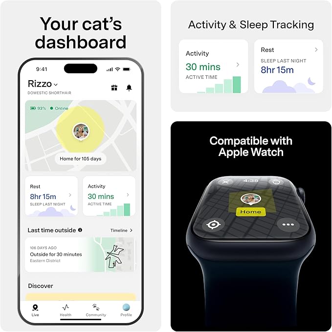 Fi Mini Attachable GPS + Activity Tracker for Cats, 6-Month Membership | Smart GPS collar attachment with virtual fences, escape alerts, health and step tracking. Lightweight and waterproof. - Image 3