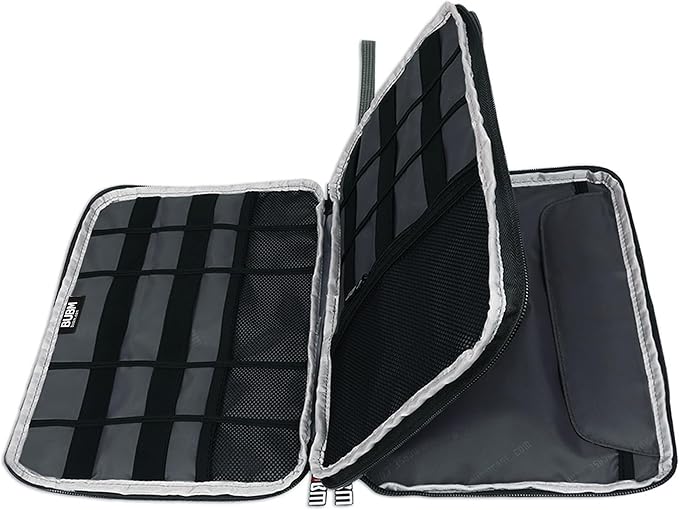 BUBM Double Layer Electronics Organizer/Travel Gadget Bag For Cables,Memory Cards,Flash Hard Drive and More,Fit For iPad Or Tablet(Up To 9.7")--Large, Black | Travel Gadget Bag For Cables, Memory Cards, Flash Hard Drive and More, Fit For iPad or Tablet... - Image 2
