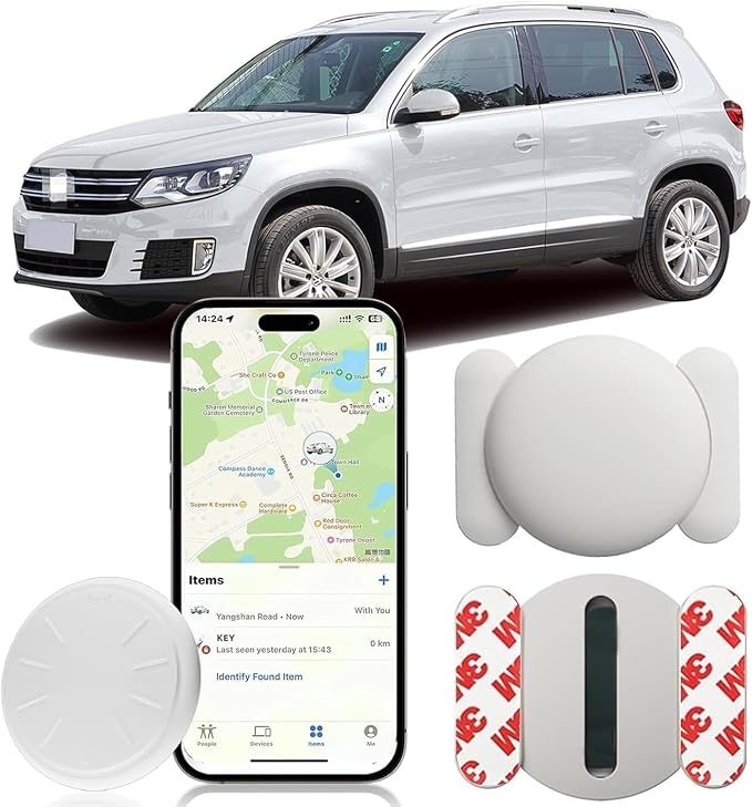 GPS Tracking Device,Real Time Vehicles Tracker with Magnetic Waterproof Case,No Monthly Fee Hidden Car GPS Tracker for Car Work with Apple Find My(iOS Only),No Subscription Required (White,1PCS) by Unknown