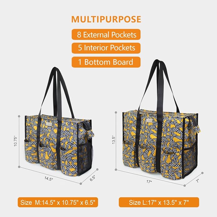 TOPDesign Utility Water Resistant Tote Bag with 13 Pockets, Top Zipper Closure & Thick Bottom Support, for Working Women - Image 2