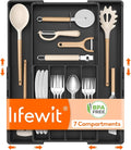 Lifewit Silverware Drawer Organizer, Expandable Utensil Tray for Kitchen | BPA Free Adjustable Flatware and Cutlery Holder, Plastic Storage for Spoons Forks Knives, 8.9-14.2 x 11.3-19.4 x 1.7, Black by Lifewit