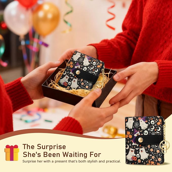 Jogjam Halloween Cute Cat Rfid Women Wallet, Small Slim Credit Card Holder | PU Leather Bifold Cash Zipper Coin Pocket ID Window, for Female Ladies Teen Girls Girly Gifts - Image 7