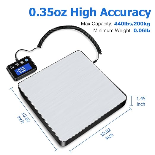 Shipping Scale, 440lb/0.35oz High Accurate Digital Postal Scale with Hold/Tare Function, Shipping Scale for Small Business, Packages, Luggage, Home Use, Battery & Charging Cable Include - Image 2