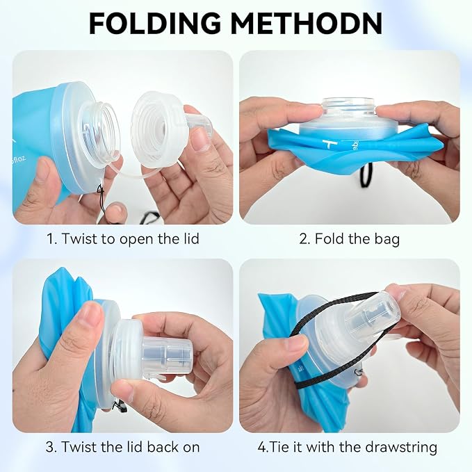 FR Collapsible Soft Hydration Flask 700ml TPU Portable Sports Water Bottle, Outdoor Running Cycling Fitness Hydration Bag with Leak-Proof Bite Valve and Lanyard(Blue) - Image 7