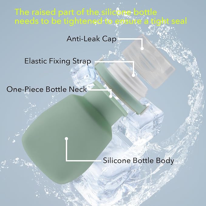 1oz Silicone Travel Bottles, Leak-Proof TSA Approved 4-Pack | Refillable Reusable Squeeze Toiletry Containers, for Shampoo Body Wash Lotion, Mini Travel Size, BPA Free, Easy Clean - Image 3