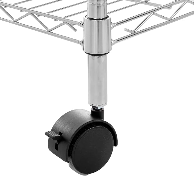 Amazon Basics 3-Shelf Heavy Duty Adjustable Wire Shelving Storage Rack on 2" PP Plastic Wheel Casters, Steel Utility Shelving Unit for Garage and Laundry Room, 23.2" x 13.4" x 32.75", Chrome - Image 4