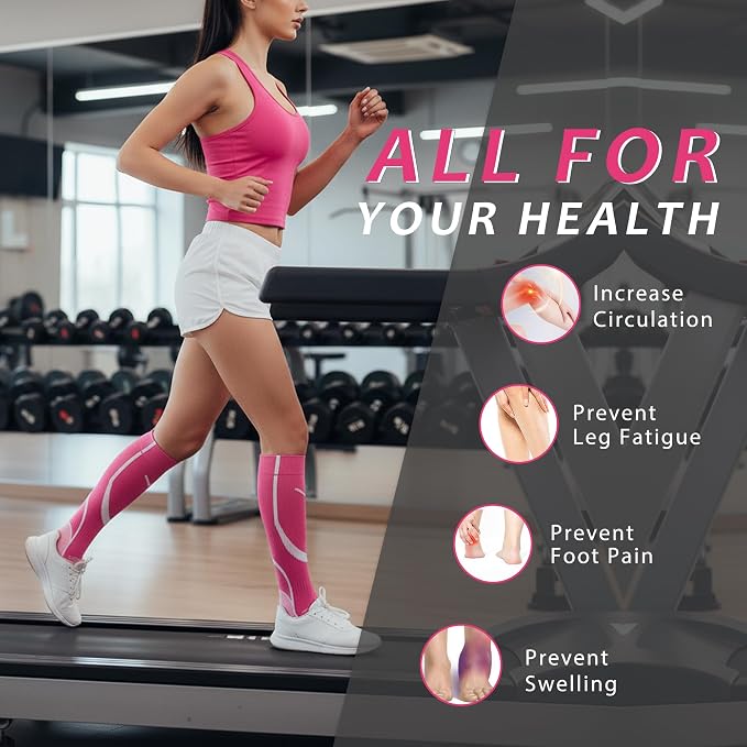 hello momoya Compression Socks for Women Men Circulation Knee High 8 Pairs for Nurses, Running, Travel, Athletic - Image 3