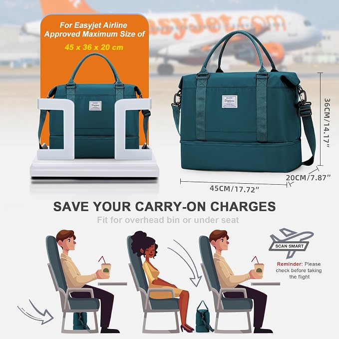 Travel Duffel Bag, Sports Tote Gym Bag, Shoulder Weekender Overnight Bag for Women - Image 4