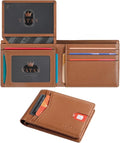 VATAN Wallet for Men Slim RFID Blocking Leather Credit Card Holder Wallet for 15 Cards, Bifold Minimalist Thin Wallet with 2 ID Windows & Cash Slot, With Gift Box (Cross Grain Brown) by VATAN