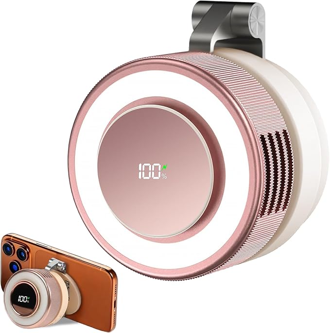 Portable Clip-On Fan, Mini USB Rechargeable 360° Rotatable Fan, Personal Fan 3-Speed Silent Mini Bladeless Fans (Pink-2000mAh) by Ahuccf