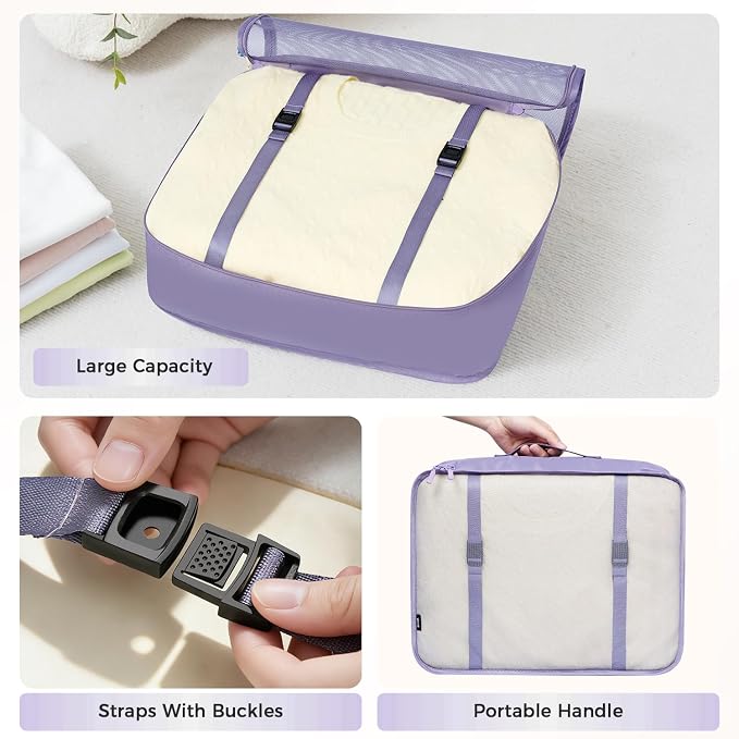 BAGAIL 8 Set Packing Cubes Luggage Packing Organizers for Travel Accessories-Dusty Purple - Image 5