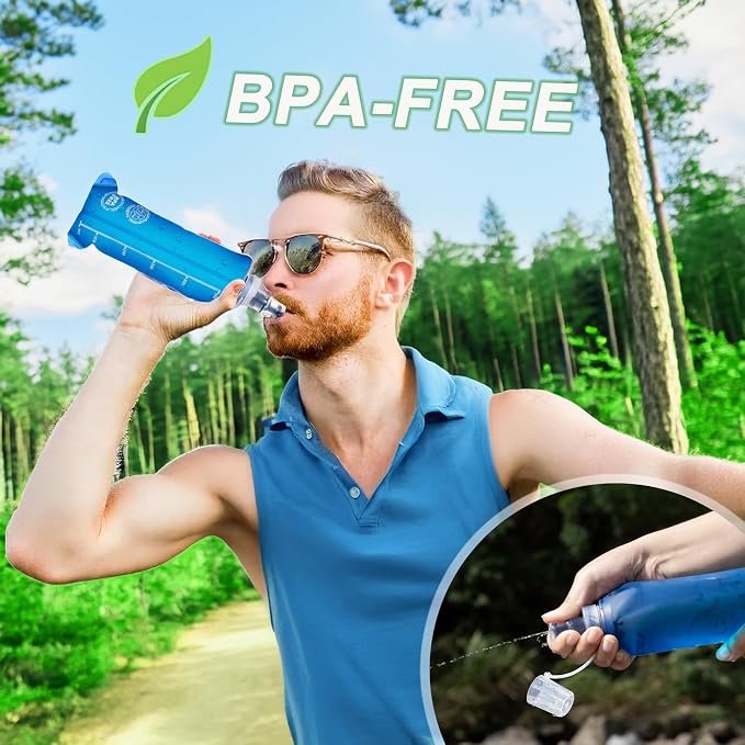 2 Pack Collapsible Water Bottle 500ml – BPA-Free Foldable Soft Flask for Running, Hiking, Cycling, Jogging, Trail Running, Marathon, Travel, Outdoor – Reusable Hydration Bottle for Backpack (500 ml) - Image 4