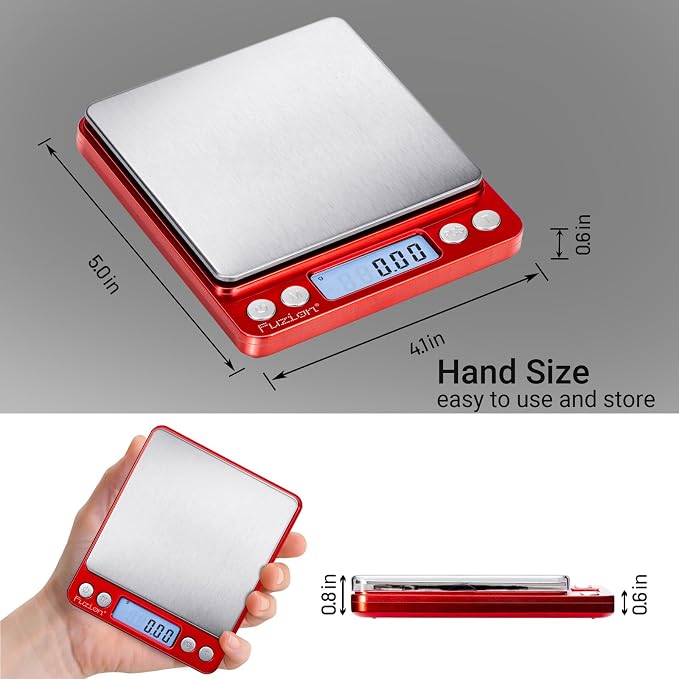 Fuzion Digital Scale .01 Gram Accuracy, 500g Small Kitchen Food Scales | 2 Trays Included for Jewelry, Gold, Herb, Powder, Spice, Coffee, Coin - Weight Gram and Oz - Image 3
