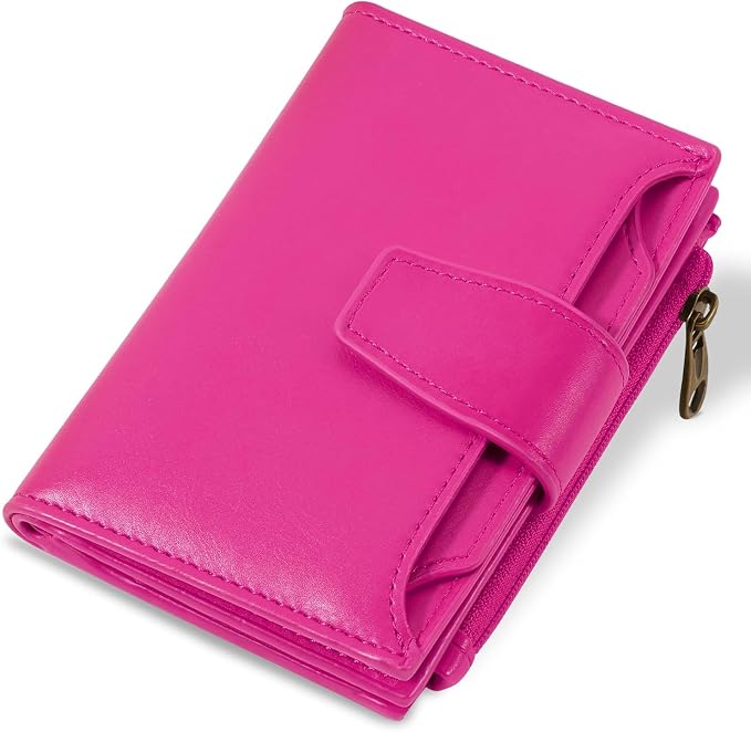 Small Wallet Women RFID Blocking Soft Leather Bifold Compact Card Holder Wallet for Women with Zipper Coin Pocket 4 ID Window by Airkit
