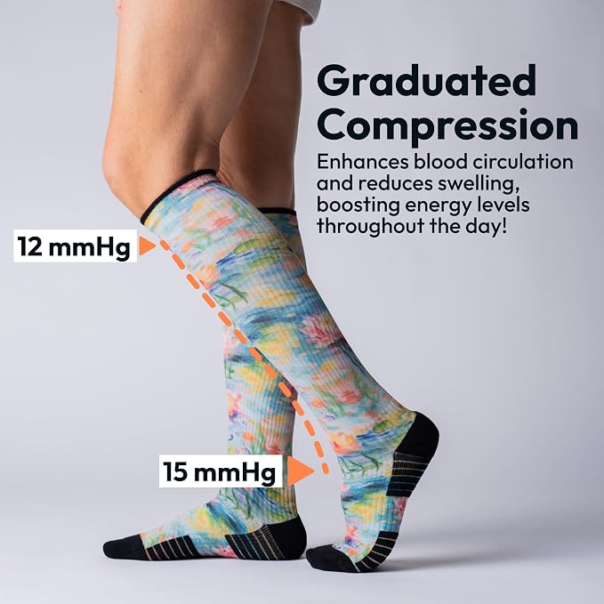 Viasox Compression Socks for Women and Men, Knee High Socks 12-15 mmhg Circulation Support for Flight, Travel, Daily - Image 2