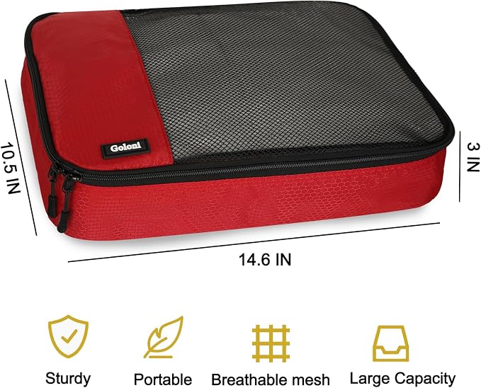 Packing Cubes for Travel Essentials,4 Set Packing Cubes for Suitcases,Lightweight Mesh Luggage Organizer Bag,Red - Image 5