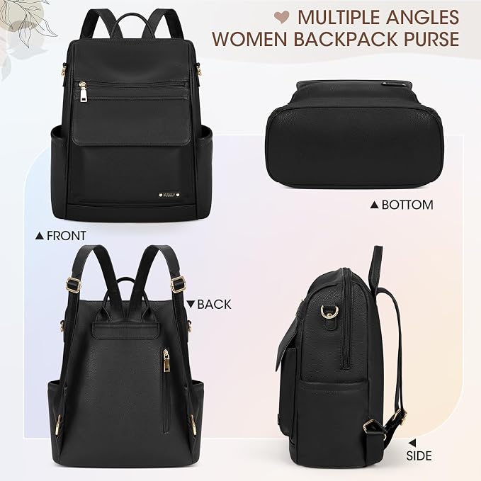NUBILY Backpack Purse for Women Leather Anti-Theft Mini Backpack Fashion Designer Handbag Convertible Travel Bag Ladies Shoulder Bags, Black - Image 9