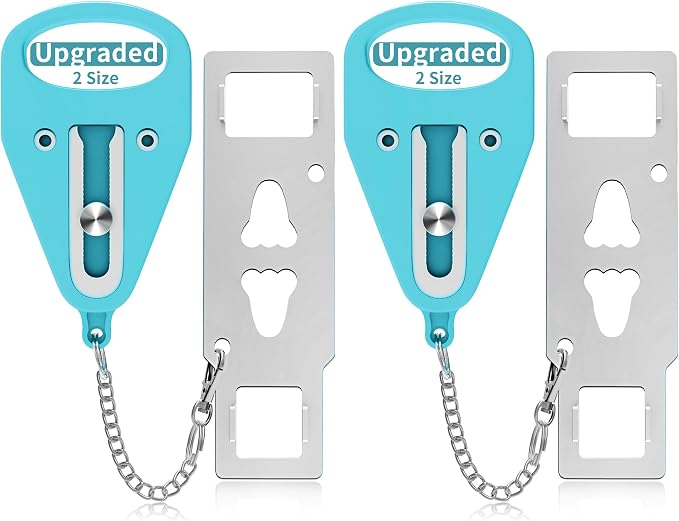 Sturdy Portable Door Lock Teal -2 Pack Door Locks for Additional Privacy and Safety in Hotel, Apartment,and Prevent Unauthorized Entry for Family Trip or Traveling Alone Home Dorms - Image 9