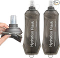2 Pack 500ml Soft Flask, Shrink As You Drink Collapsible Water Bottles for Running Vest & Hydration Pack, BPA-Free Leak-Proof TPU Folding Bottle for Hiking Cycling Climbing Jogging-Grey by TACVEL