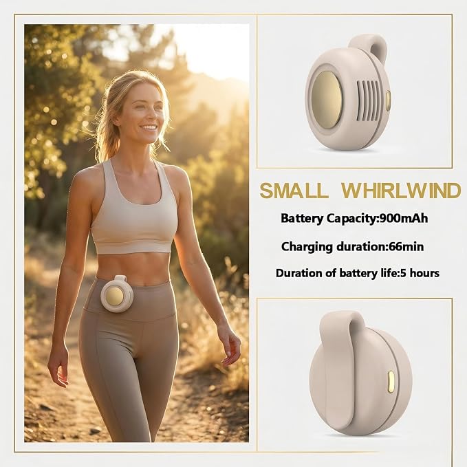 Portable Silent Mini Bladeless Electric fan Clip-On,3-Speed Rotatable Hands-Free Clip-On Fan for Shirt and Waist,Portable Mini Bladeless Fan Clip-On,For Outdoor & Travel & Office & Indoor - Image 3