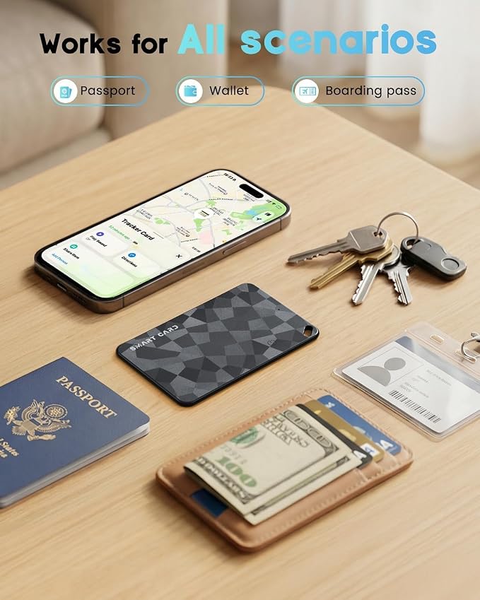 4 Pack Wallet Tracker Card (iOS and Android), 6-12 Years Battery Smart Card | Bluetooth Slim Tracing Card, Work with Apple Find My & Google Find Hub, Locator for Luggage, Passports, Keys, Backpack - Image 8