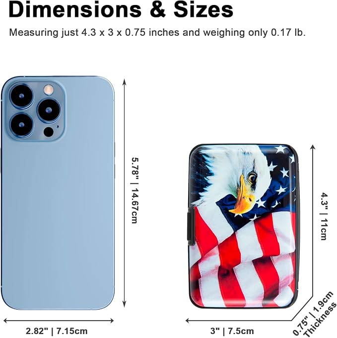 Credit Card Holder, RFID Blocking Small Metal Credit Cards Holder Wallet for Women Men Business Aluminum Protector Sleeves Slim Case (Bald Eagle on American Flag) - Image 5