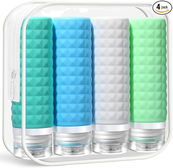 Travel Bottles for Toiletries, TSA Approved Travel Size Containers, Leak Proof Silicone Shampoo Bottles, Small Toiletry Containers with Clear Bag for Shampoo Conditioner Lotion by FIRSTFOOBY