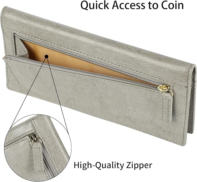 Ultra Slim Thin Leather Women Wallet RFID Blocking Credit Card Holder Bifold Long Ladies Billfold - Image 6