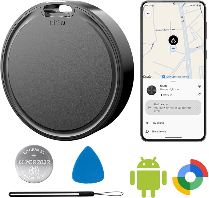 Air Tags for Android,Air Tags-1 Pack Android,Android Tracker Tags,2 Year Battery Life,Google Find Trackers for Google'S Find Hub App,IP65 Waterproof Luggage Tracker Android for Keys,Wallets,Luggage by Vodyfu365-DayReturnGuarant