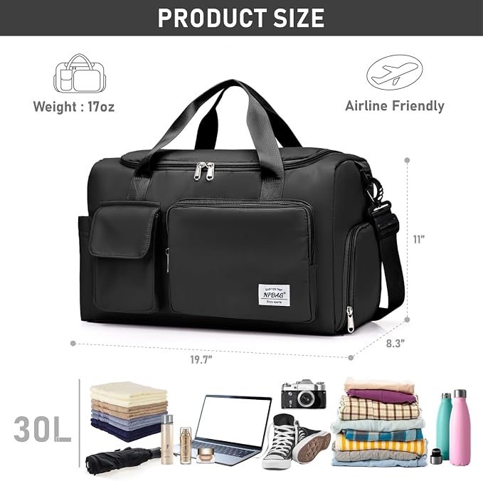 NPBAG Women Travel Duffel, Multi Functional Large Expandable Weekender Carry-on Tote, Gym Workout Overnight Bag, Mommy Hospital Bag for Labor and Delivery - Image 3