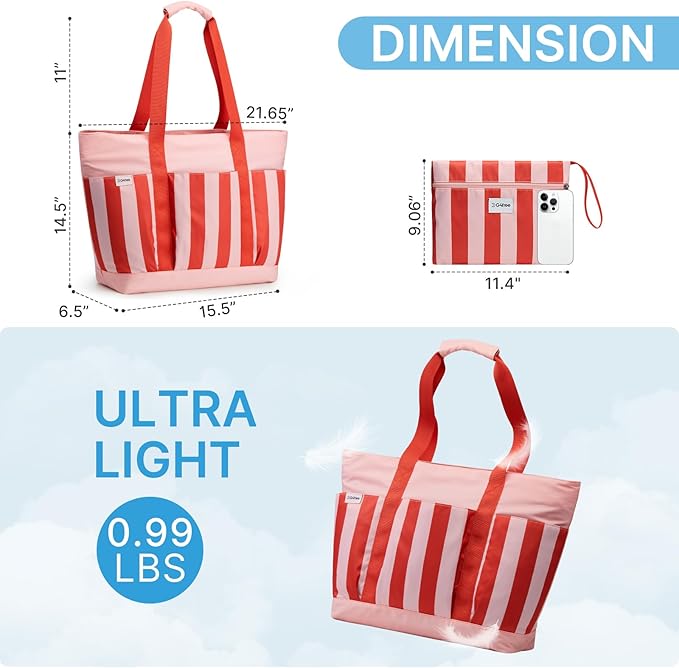 G4Free Beach Bag, Waterproof Beach Tote Pool Bags for Women | Compatible with Cup, Large Capacity Sandproof Foldable for Weekender Travel Swim - Image 3