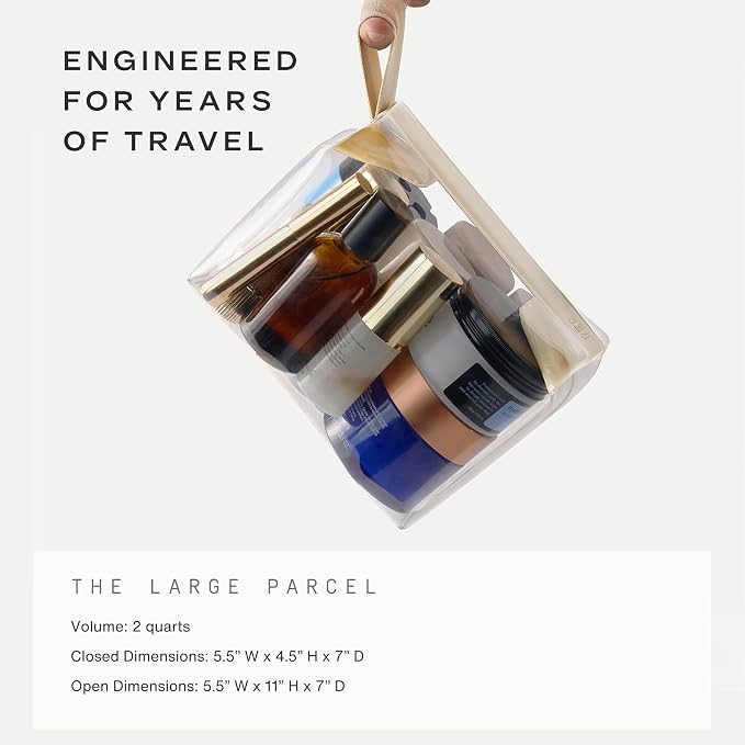 Cadence Parcel - Clear Travel Kit with Zipperless Magnetic Closure - Pebble, Large - Durable, Leak-Resistant and TSA Approved Toiletry Bag - Modular Organization - Recycled TPU (2 Qt) - Image 5