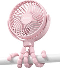 Coohea Clip on Stroller Fan, Rechargeable Long-Lasting Power Wind Fan, Pink | 4000mAh Battery Operated, 360° Rotatable Flexible Tripod, 3 Adjustable Speed, Portable Fan for Car Crib Backseat Beach Travel by Coohea