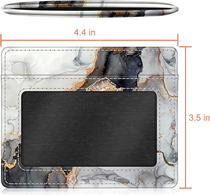 FINTIE Slim Minimalist Front Pocket Wallet RFID Blocking Credit Card Holder | Card Cases with ID Window for Men Women, cloudy marble - Image 6