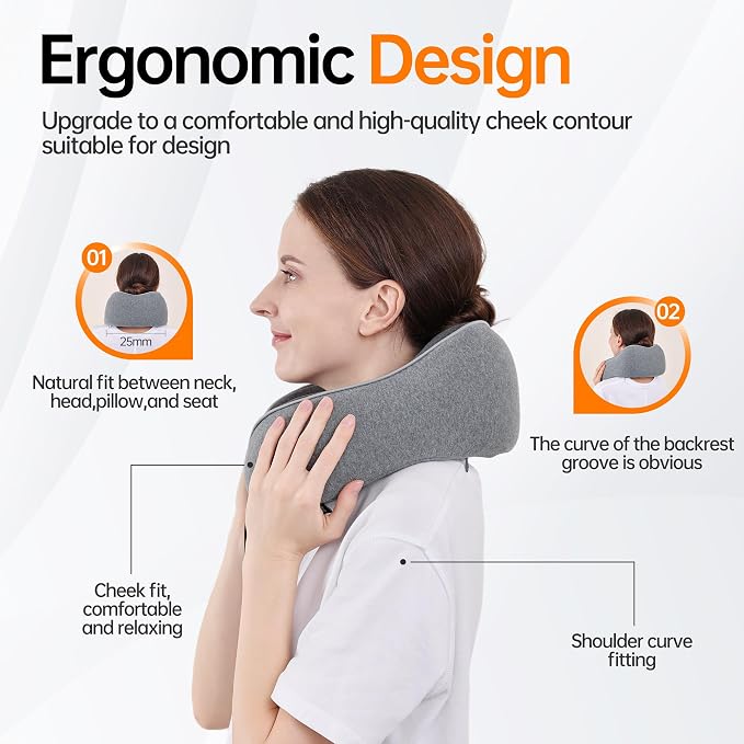 Travel Neck Pillow,100% Pure Memory Foam,Soft Head Support | Washable Cotton Cover,Comes with 3D Eye Mask,Earplugs,Storage Bag,Ideal Travel Gift - Image 6