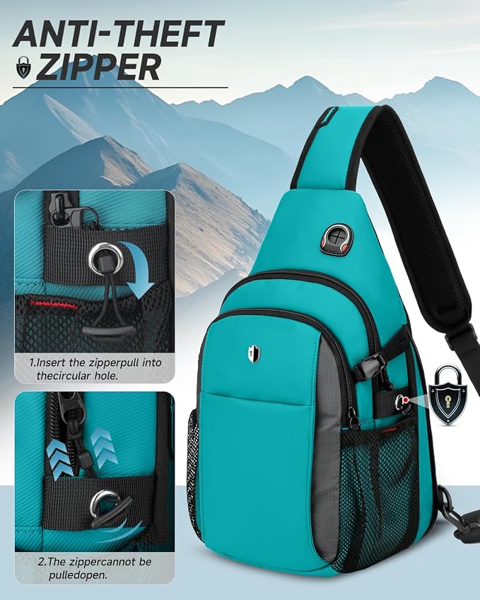 Expandable Sling Bag for Women, Turquoise Anti-Theft Crossbody Bag with Water Bottle Pocket, Summer Travel Essentials for Beach, Theme Park & College, Compatible with 11 inch iPad, Switch 2 - Image 6