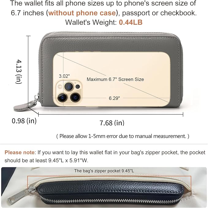 Moflycom Womens Wallet RFID Blocking Genuine Leather Zip Around Wallet Clutch Wristlet Travel Long Purse for Women - Image 4