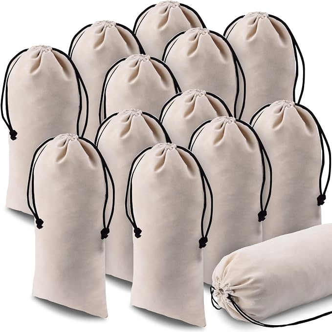 Kenning 12 Pcs 8 x 17 Inches Single Shoe Bags for Travel Breathable Washable Flannel Shoe Pouch with Drawstring for Travel Home Luggage by Kenning