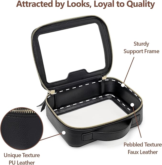 Clear Makeup Bag Foldable - TSA Approved Toiletry Bag for Travel | Metal Zipper, Reinforced Seam, Water Resistant, Medium for Carry-on, Large for Checked Luggage, for Car Storage Organizer - Image 5