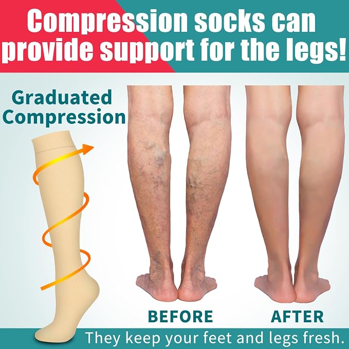 Compression Socks for Women & Men Circulation(6 pairs)-Graduated Supports Socks for Running, Athletic Sports - Image 3