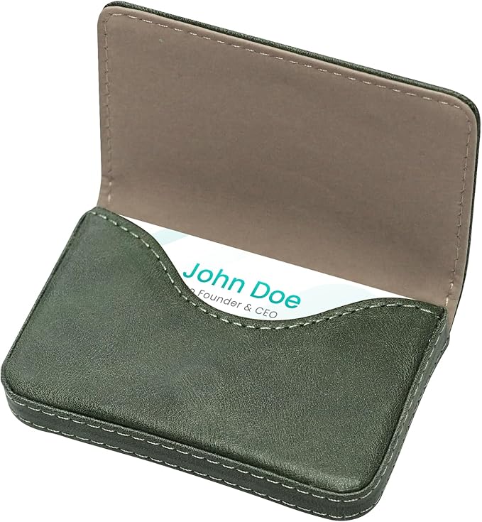 RFID Blocking Wallet - Minimalist Leather Business Credit Card Holder (12-Green) - Image 6