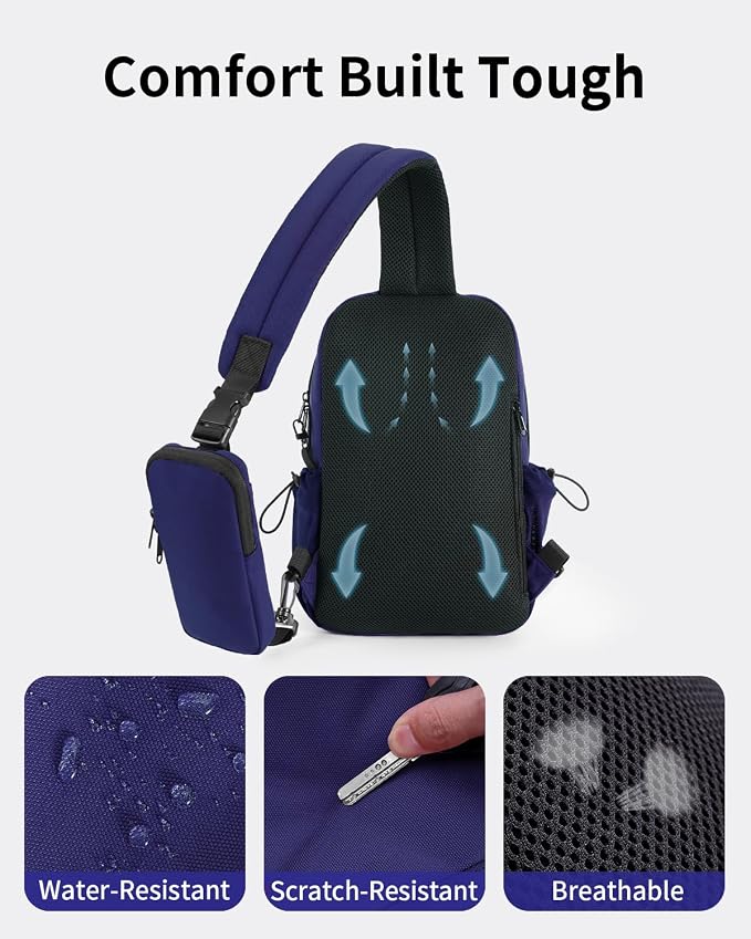 ECOHUB Anti-Theft Crossbody Bag Men Women RFID Blocking Lightweight Sling Backpack Water Resistant for Travel Hiking Outdoor - Image 8