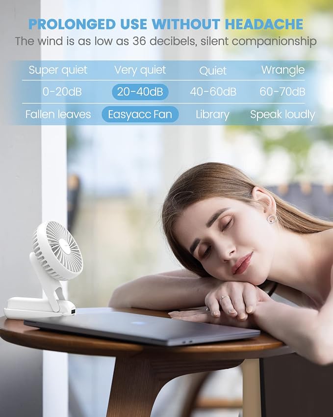 EasyAcc Portable Hand Held Fan, Ultra Quiet 5 Speed Personal Fan, LED Dispay USB C Rechargeable Handheld Fan, 180° Foldable Small Desk Fan, Electric Cooling Fan&PowerBank for Office Home Travel… - Image 4